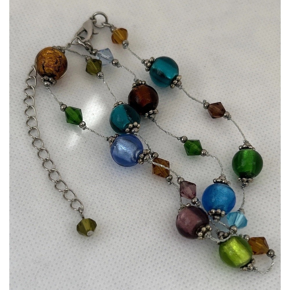 Vintage Glass Beaded Fruit Salad‎ Necklace Multicolor Art Boho Murano Style - Picture 2 of 5